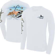 Load image into Gallery viewer, Angelina - White, Mermaid Pin-Up Design, Mens Crew Neck Long Sleeve
