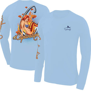 Flame Angel Mermaid Design - Carolina Blue, Men's Long-Sleeve Crew Neck