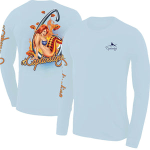 Flame Angel Mermaid Design - Light Blue, Men's Long-Sleeve Crew Shirt
